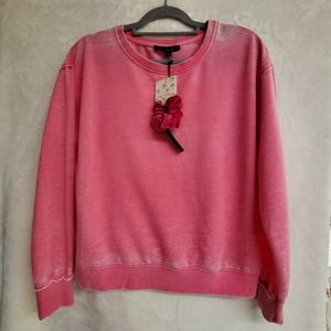 Jane And Delancey Womens Long Sleeve Crew Neck Pink Cotton Blend Top Size S New